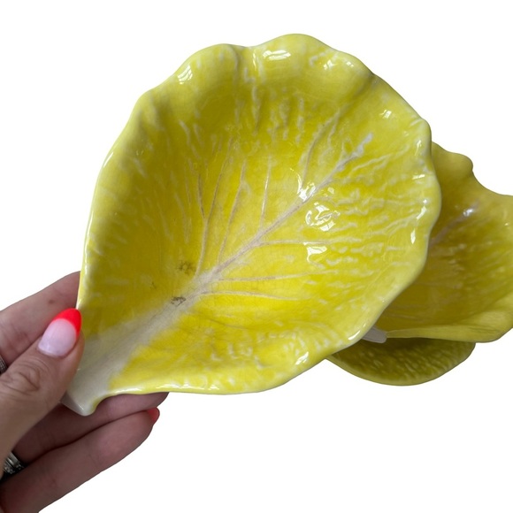 SECLA PORTUGAL Vintage Yellow Cabbage Leaf Serving Bowls and Small Plate - Picture 4 of 10